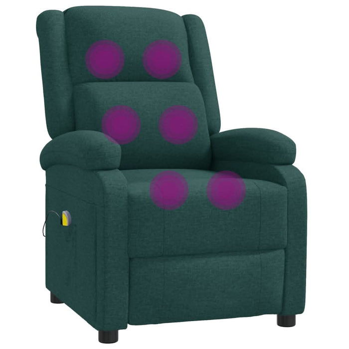 Fotoliu de masaj spătar aripi, verde închis, material textil WALTI