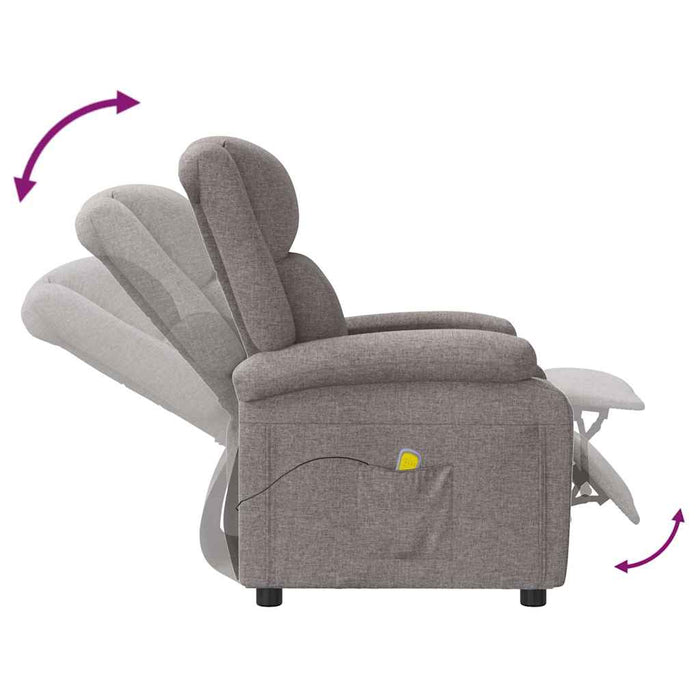 Fotoliu de masaj spătar aripi, gri taupe, material textil WALTI