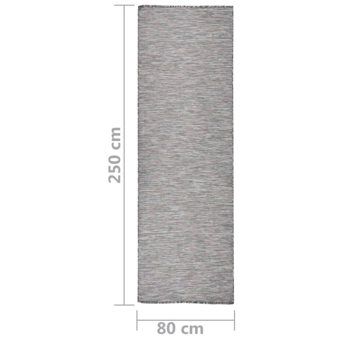Covor de exterior, maro şi albastru, 80x250 cm, țesătură plată - WALTI WALTI