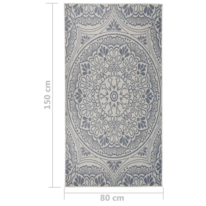 Covor de exterior, model albastru, 80x150 cm, țesătură plată WALTI
