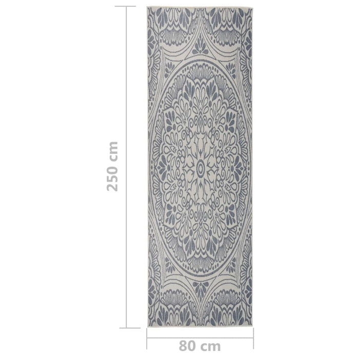 Covor de exterior, model albastru, 80x250 cm, țesătură plată - WALTI WALTI