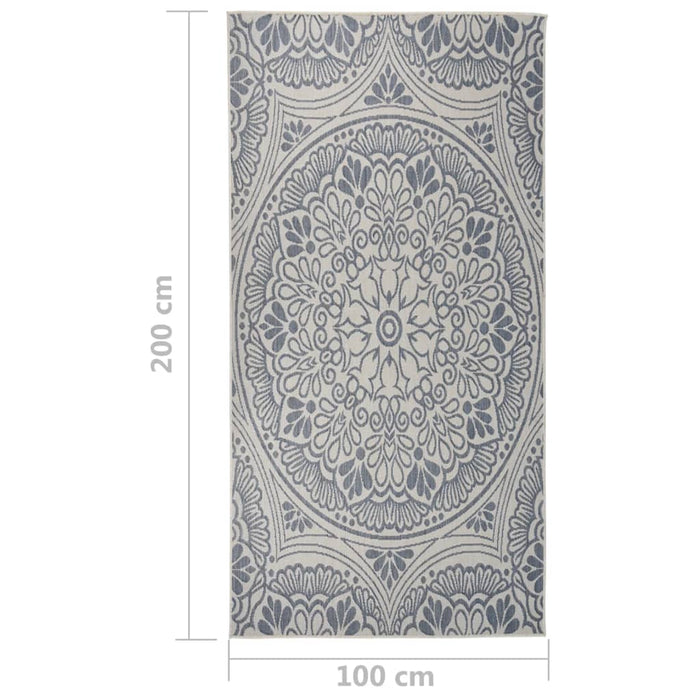 Covor de exterior, model albastru, 100x200 cm, țesătură plată WALTI