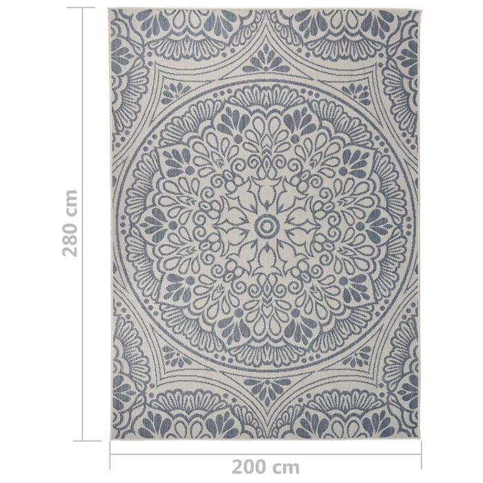 Covor de exterior, model albastru, 200x280 cm, țesătură plată - WALTI WALTI