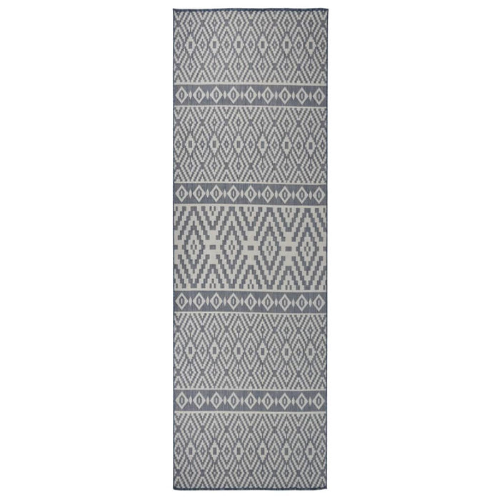 Covor de exterior, dungi albastre, 80x250 cm, țesătură plată - WALTI WALTI