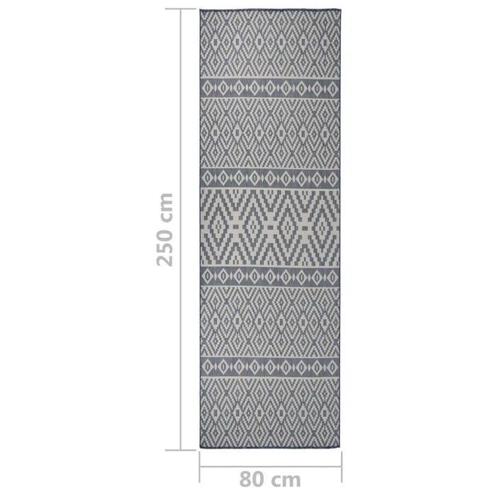 Covor de exterior, dungi albastre, 80x250 cm, țesătură plată - WALTI WALTI