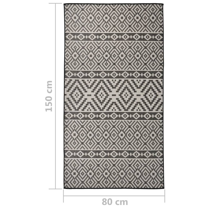 Covor de exterior, dungi negre, 80x150 cm, țesătură plată WALTI