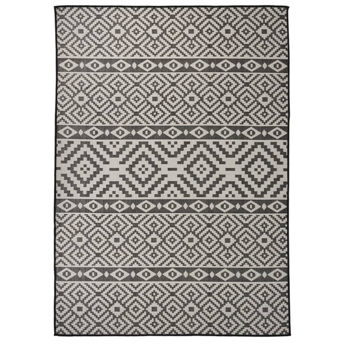 Covor de exterior, dungi negre, 120x170 cm, țesătură plată - WALTI WALTI