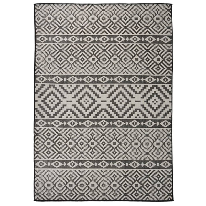 Covor de exterior, dungi negre, 140x200 cm, țesătură plată - WALTI WALTI
