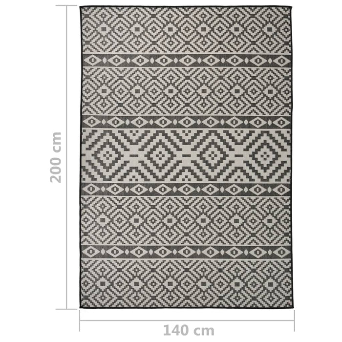 Covor de exterior, dungi negre, 140x200 cm, țesătură plată - WALTI WALTI