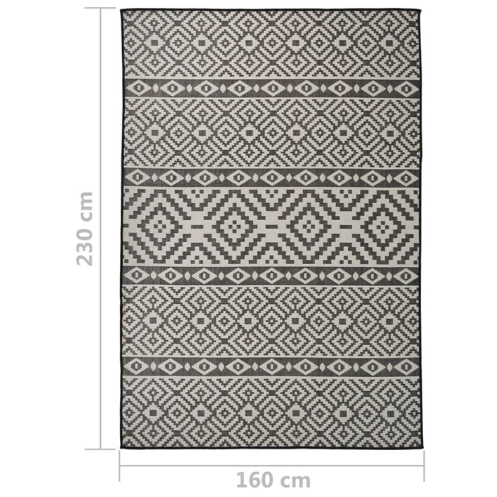 Covor de exterior, dungi negre, 160x230 cm, țesătură plată - WALTI WALTI