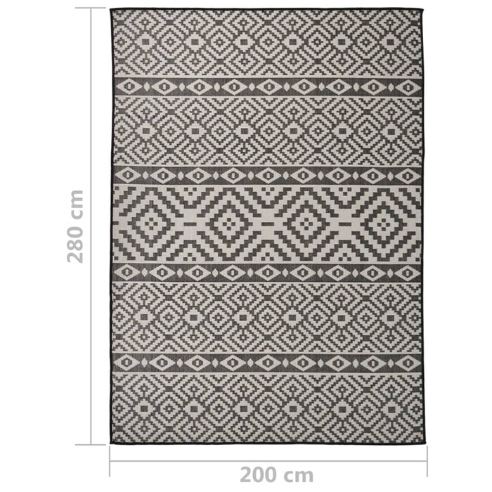 Covor de exterior, dungi negre, 200x280 cm, țesătură plată - WALTI WALTI