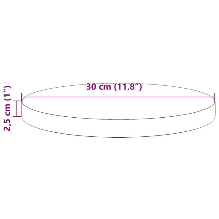 Blat de masă, gri, Ø30x2,5 cm, lemn masiv de pin WALTI