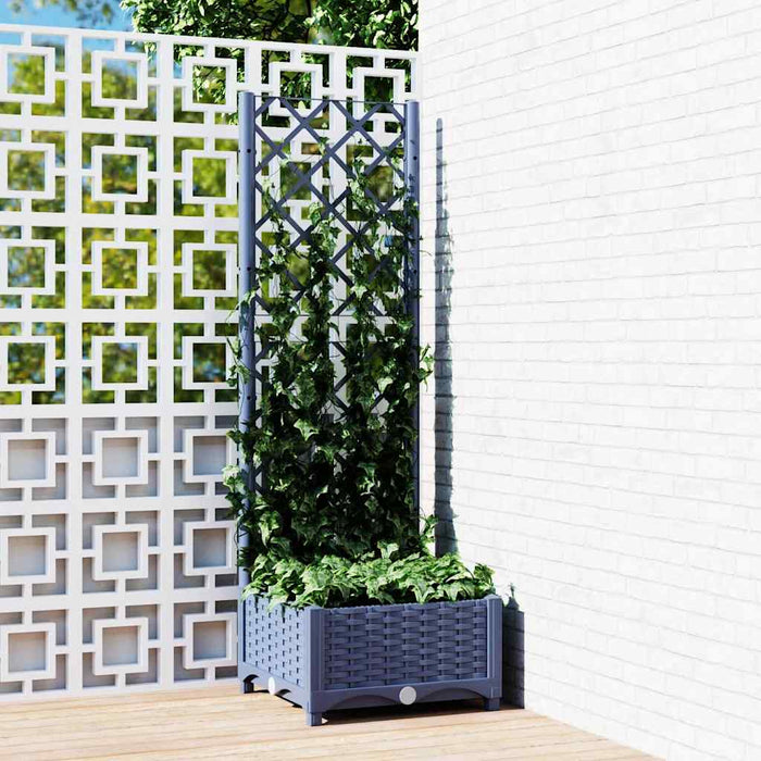 Jardinieră de grădină cu spalier, albastru-gri, 40x40x121,5 cm, PP WALTI