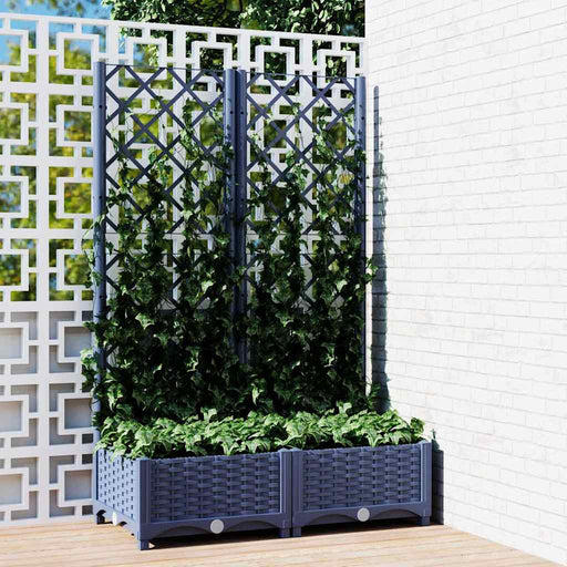 Jardinieră de grădină cu spalier, albastru-gri, 80x40x121,5 cm, PP - WALTI WALTI