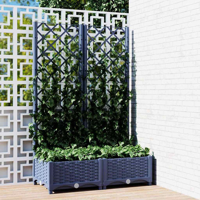 Jardinieră de grădină cu spalier, albastru-gri, 80x40x121,5 cm, PP WALTI