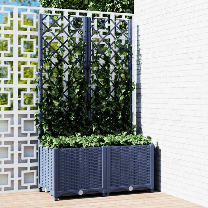 Jardinieră de grădină cu spalier, albastru-gri, 80x40x136 cm, PP WALTI