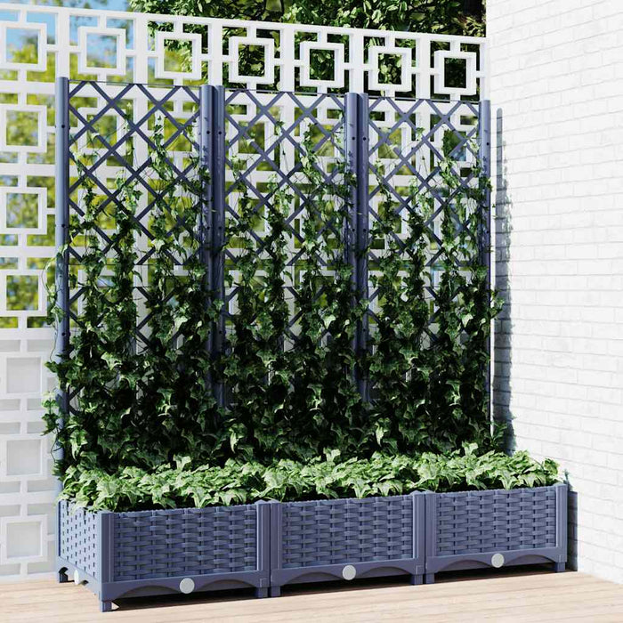 Jardinieră de grădină cu spalier,albastru gri,120x40x121,5 cm, PP WALTI