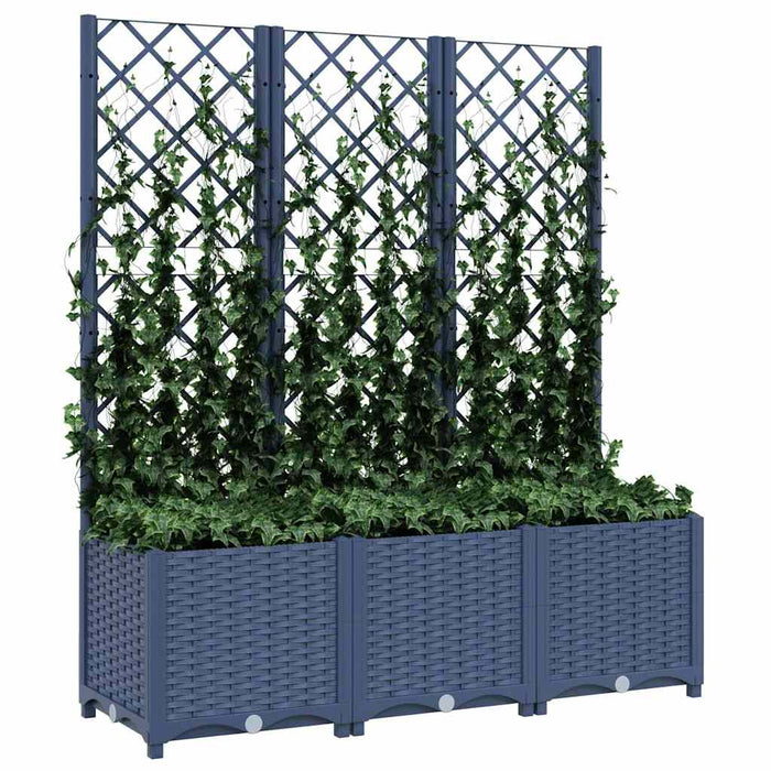 Jardinieră de grădină cu spalier,albastru gri, 120x40x136 cm, PP WALTI
