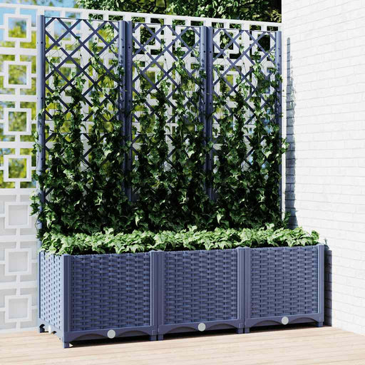 Jardinieră de grădină cu spalier,albastru gri, 120x40x136 cm, PP - WALTI WALTI