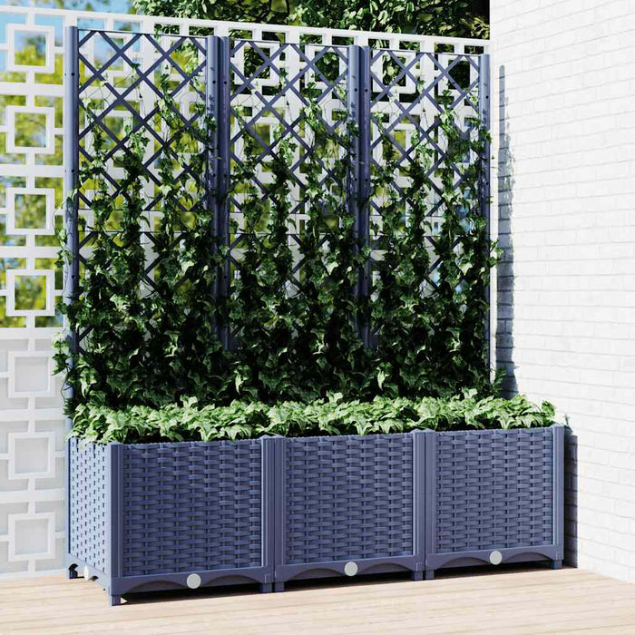 Jardinieră de grădină cu spalier,albastru gri, 120x40x136 cm, PP WALTI