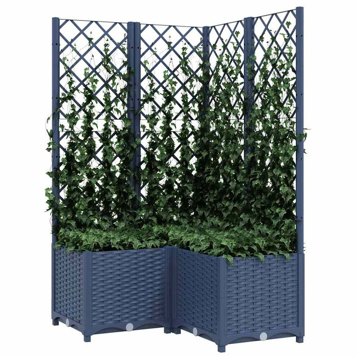 Jardinieră de grădină cu spalier,albastru gri, 80x80x136 cm, PP WALTI