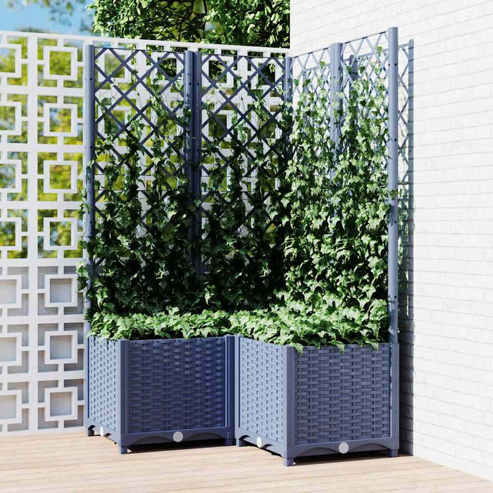 Jardinieră de grădină cu spalier,albastru gri, 80x80x136 cm, PP WALTI