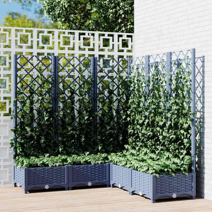 Jardinieră de grădină cu spalier,albastru gri,120x120x121,5cm, PP WALTI