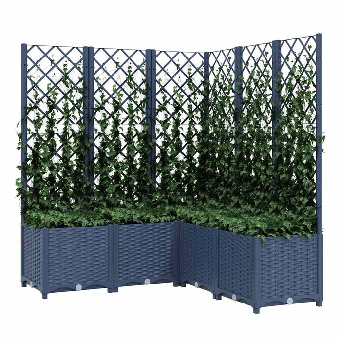 Jardinieră de grădină cu spalier,albastru gri, 120x120x136 cm, PP WALTI