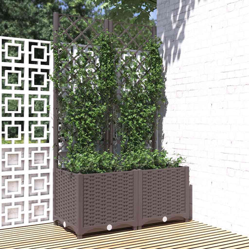 Jardinieră de grădină cu spalier maro, 80x40x136 cm, PP - WALTI WALTI
