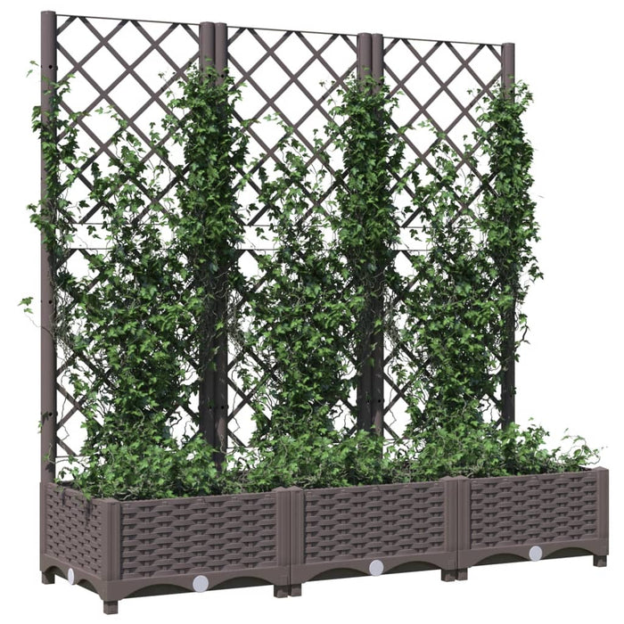 Jardinieră de grădină cu spalier, maro, 120x40x121,5 cm, PP - WALTI WALTI