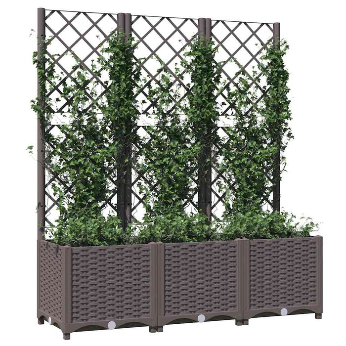 Jardinieră de grădină cu spalier, maro, 120x40x136 cm, PP - WALTI WALTI