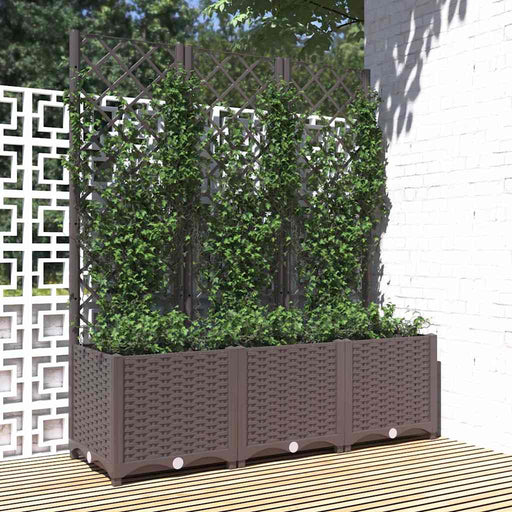 Jardinieră de grădină cu spalier, maro, 120x40x136 cm, PP - WALTI WALTI