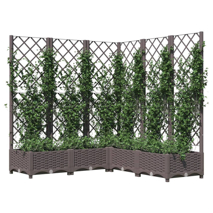 Jardinieră de grădină cu spalier, maro, 120x120x121,5 cm, PP WALTI