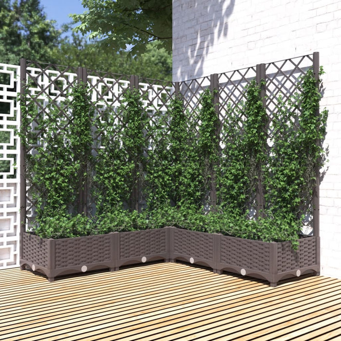 Jardinieră de grădină cu spalier, maro, 120x120x121,5 cm, PP WALTI