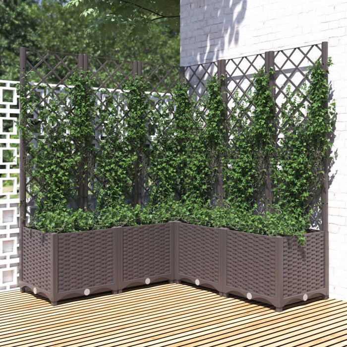 Jardinieră de grădină cu spalier, maro, 120x120x136 cm, PP WALTI