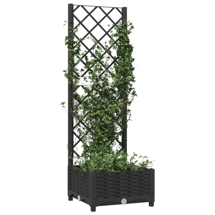 Jardinieră de grădină cu spalier, neagră, 40x40x121,5 cm, PP WALTI