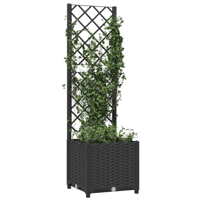 Jardinieră de grădină cu spalier, neagră, 40x40x136 cm, PP WALTI