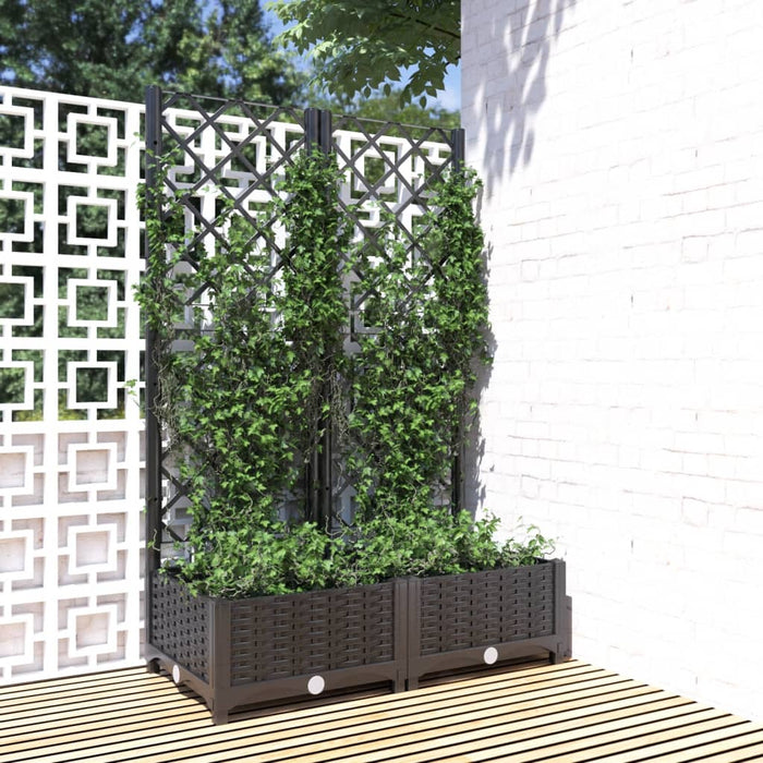 Jardinieră de grădină cu spalier, neagră, 80x40x121,5 cm, PP WALTI