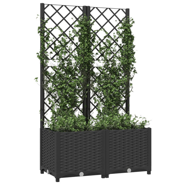 Jardinieră de grădină cu spalier, neagră, 80x40x136 cm, PP WALTI