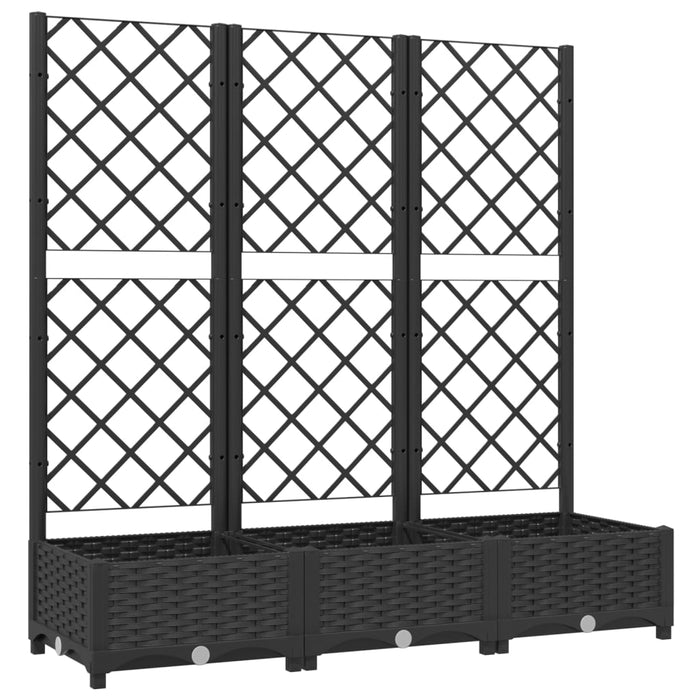 Jardinieră de grădină cu spalier, neagră, 120x40x121,5 cm, PP WALTI