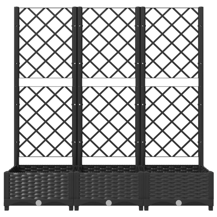 Jardinieră de grădină cu spalier, neagră, 120x40x121,5 cm, PP WALTI
