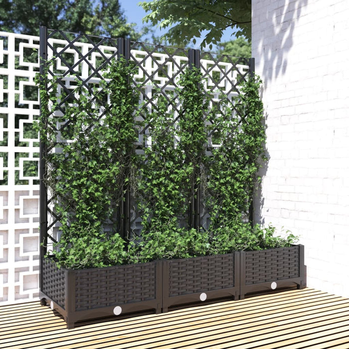 Jardinieră de grădină cu spalier, neagră, 120x40x121,5 cm, PP WALTI