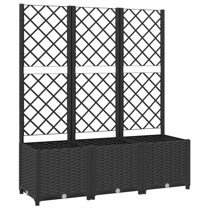 Jardinieră de grădină cu spalier, neagră, 120x40x136 cm, PP WALTI