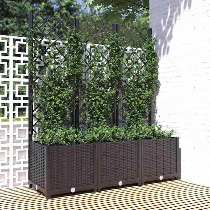 Jardinieră de grădină cu spalier, neagră, 120x40x136 cm, PP WALTI