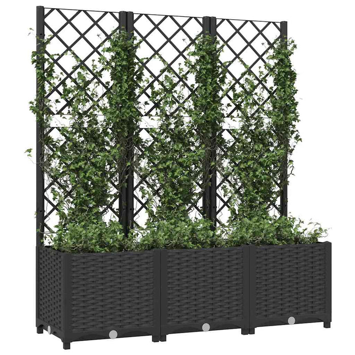 Jardinieră de grădină cu spalier, neagră, 120x40x136 cm, PP WALTI