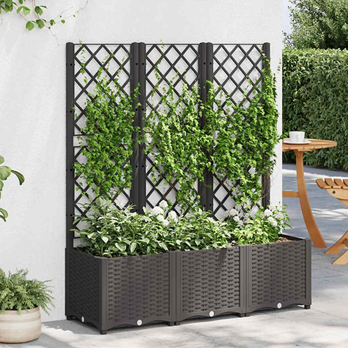 Jardinieră de grădină cu spalier, neagră, 120x40x136 cm, PP WALTI