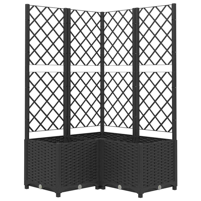 Jardinieră de grădină cu spalier negru, 80x80x136 cm, PP WALTI