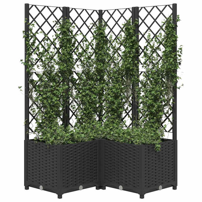Jardinieră de grădină cu spalier negru, 80x80x136 cm, PP WALTI