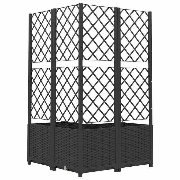 Jardinieră de grădină cu spalier negru, 80x80x136 cm, PP WALTI