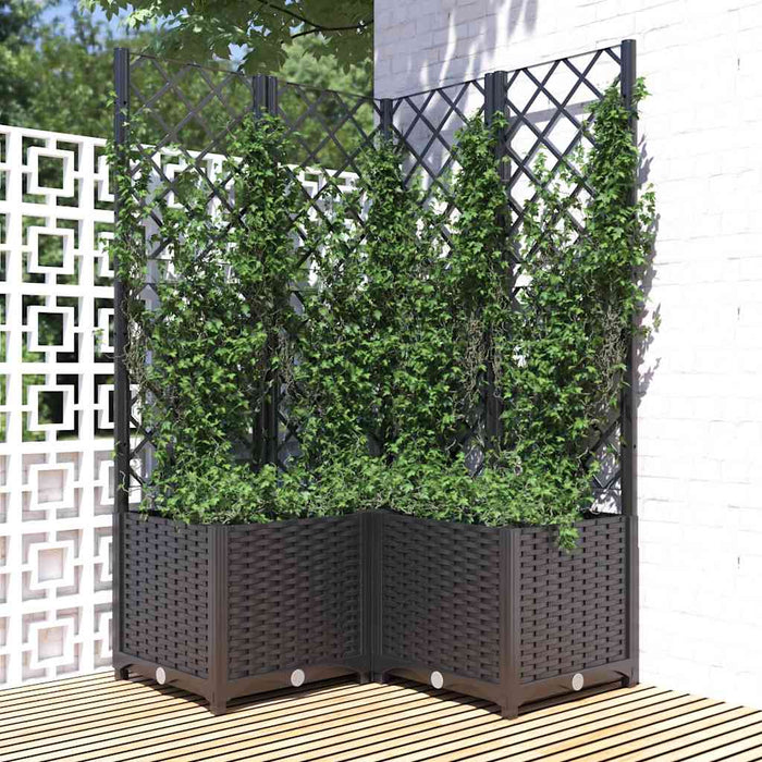 Jardinieră de grădină cu spalier negru, 80x80x136 cm, PP WALTI